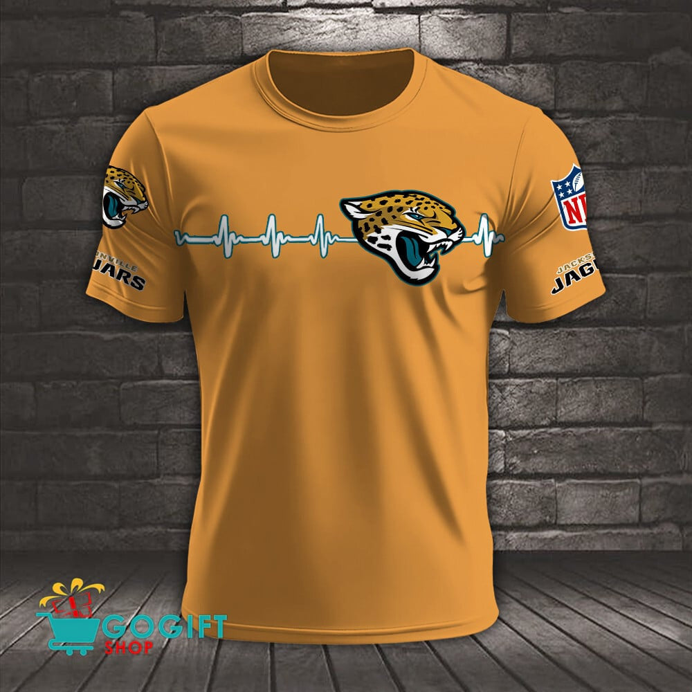 Jacksonville Jaguars Heart Beat Simple Style All Over Printed T-shirt