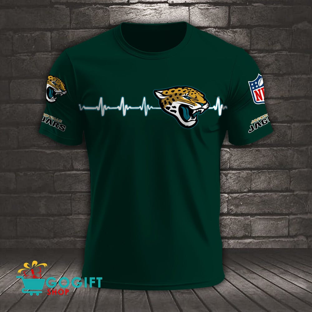 Jacksonville Jaguars Heart Beat Simple Style All Over Printed T-shirt