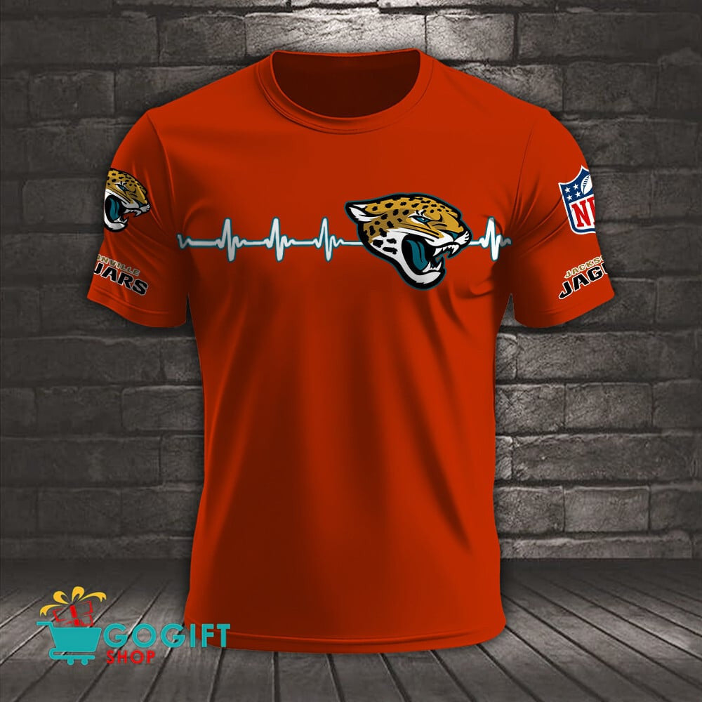 Jacksonville Jaguars Heart Beat Simple Style All Over Printed T-shirt