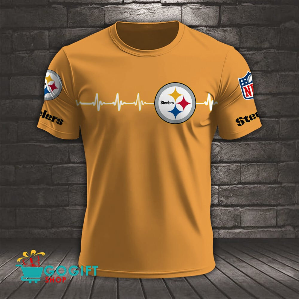 Pittsburgh Steelers Heart Beat Simple Style All Over Printed T-shirt