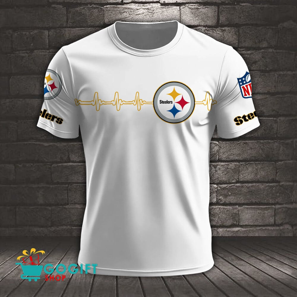 Pittsburgh Steelers Heart Beat Simple Style All Over Printed T-shirt