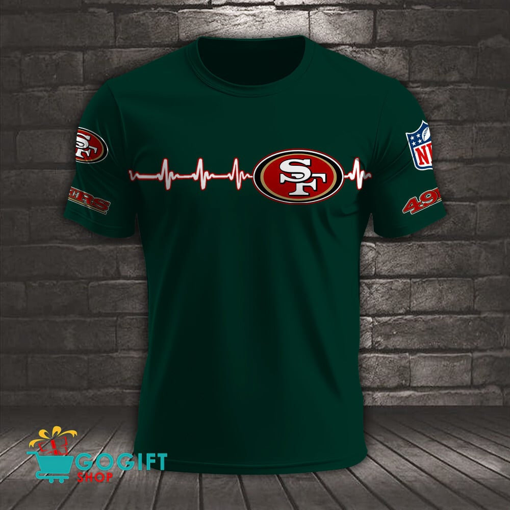 San Francisco 49ers Heart Beat Simple Style All Over Printed T-shirt