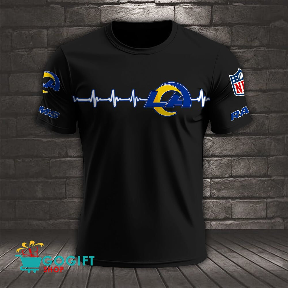 Los Angeles Rams Heart Beat Simple Style All Over Printed T-shirt