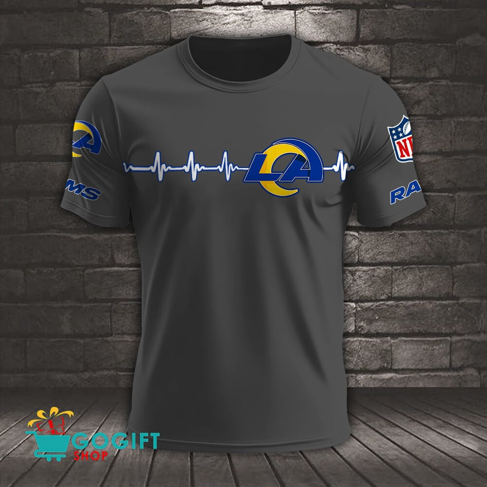 Los Angeles Rams Heart Beat Simple Style All Over Printed T-shirt