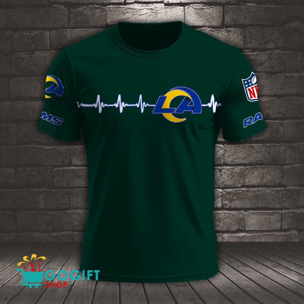 Los Angeles Rams Heart Beat Simple Style All Over Printed T-shirt