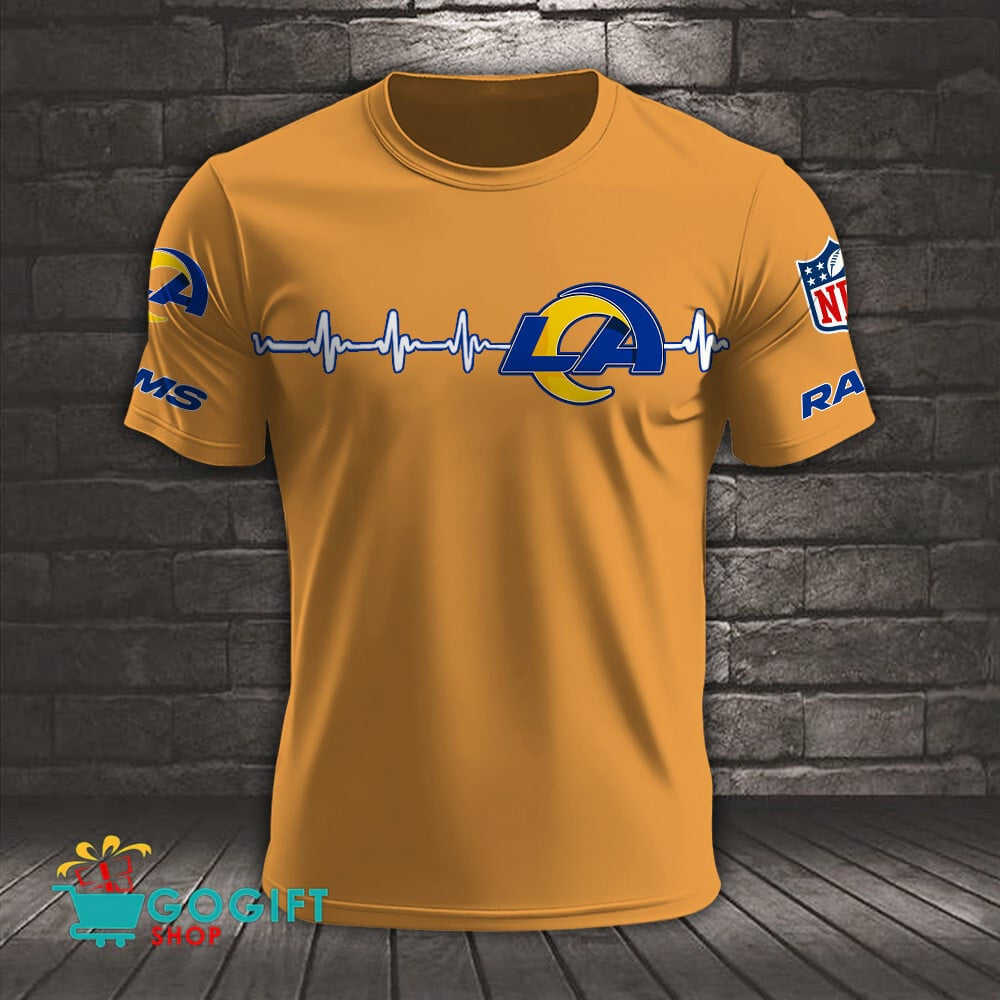 Los Angeles Rams Heart Beat Simple Style All Over Printed T-shirt