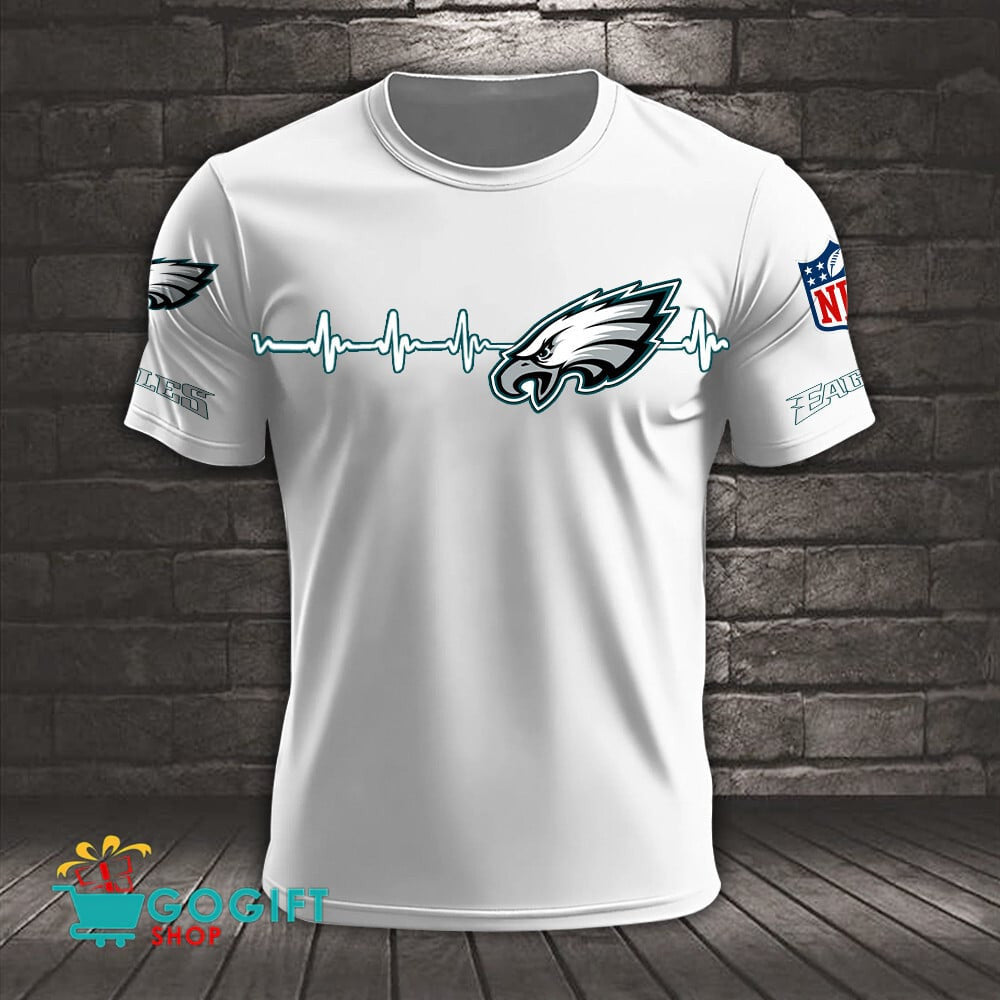 Philadelphia Eagles Heart Beat Simple Style All Over Printed T-shirt