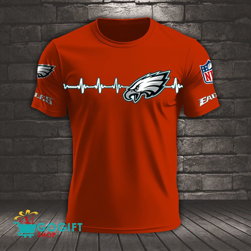 Philadelphia Eagles Heart Beat Simple Style All Over Printed T-shirt