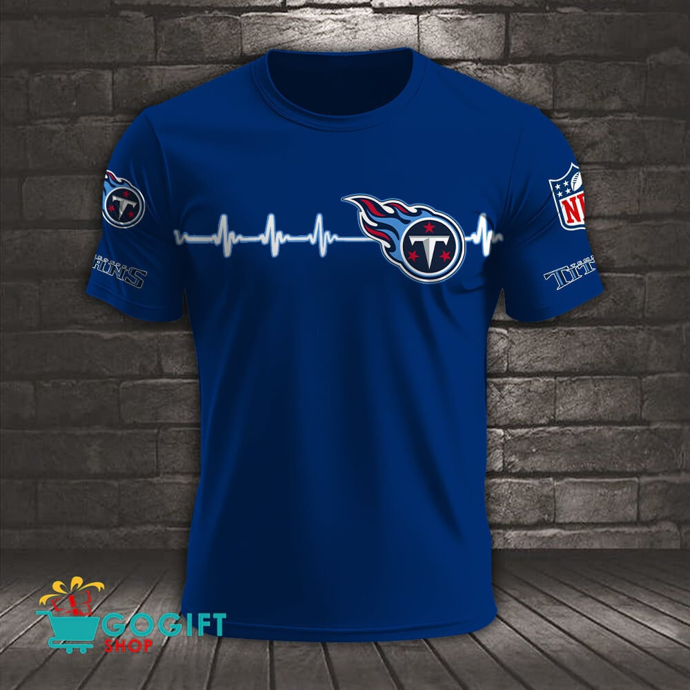 Tennessee Titans Heart Beat Simple Style All Over Printed T-shirt