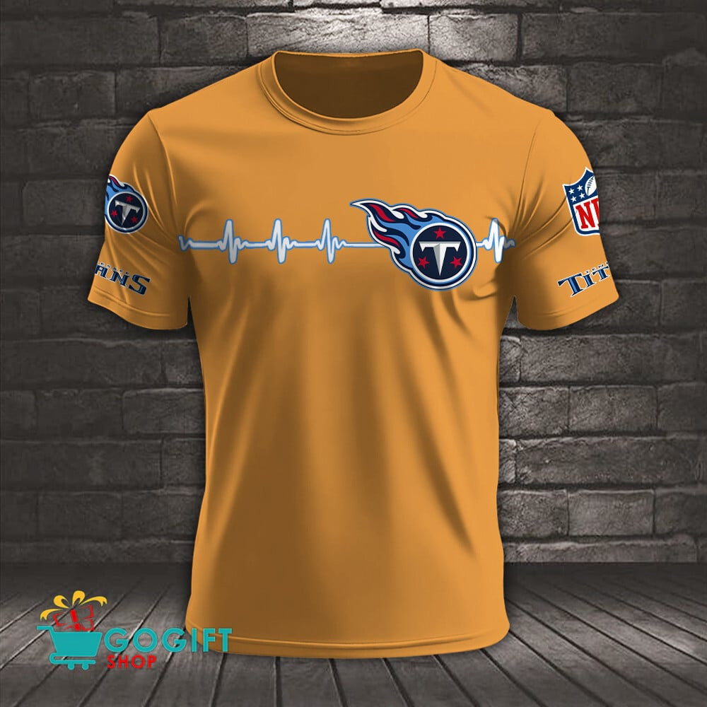 Tennessee Titans Heart Beat Simple Style All Over Printed T-shirt