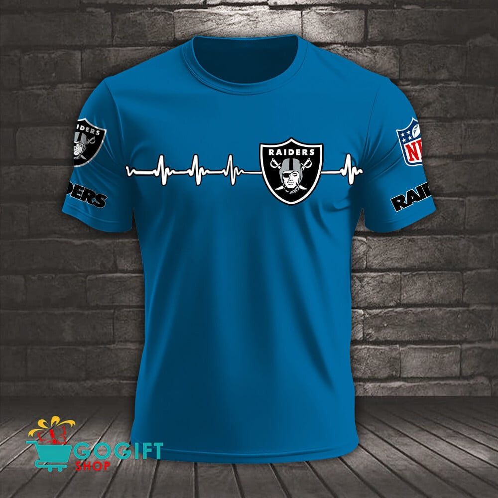 Las Vegas Raiders Heart Beat Simple Style All Over Printed T-shirt