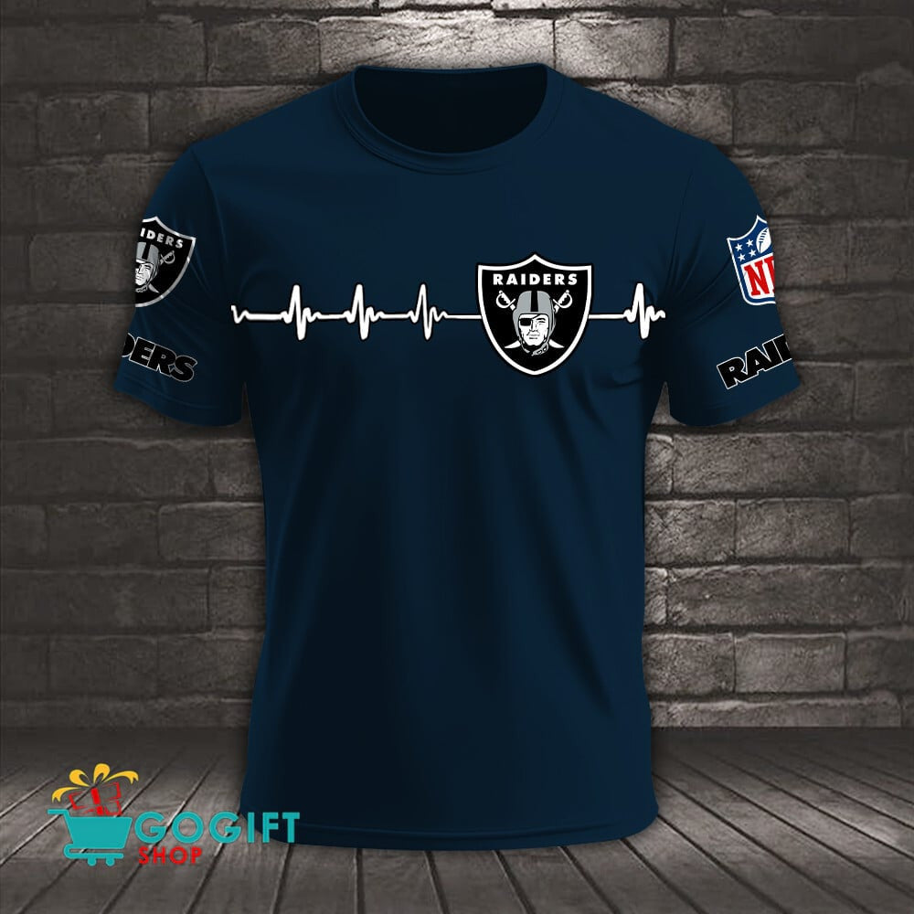 Las Vegas Raiders Heart Beat Simple Style All Over Printed T-shirt