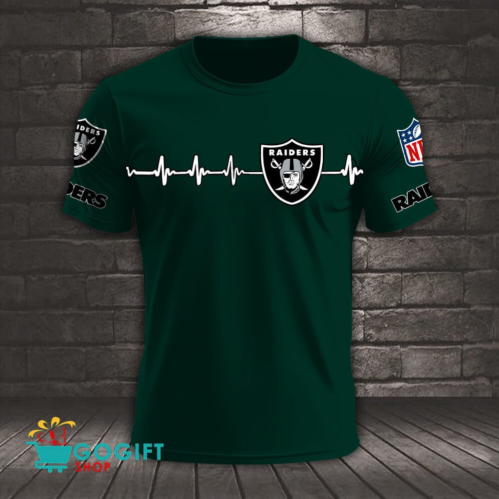 Las Vegas Raiders Heart Beat Simple Style All Over Printed T-shirt
