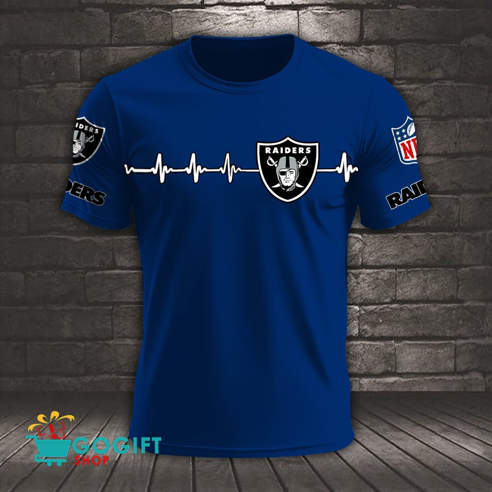 Las Vegas Raiders Heart Beat Simple Style All Over Printed T-shirt
