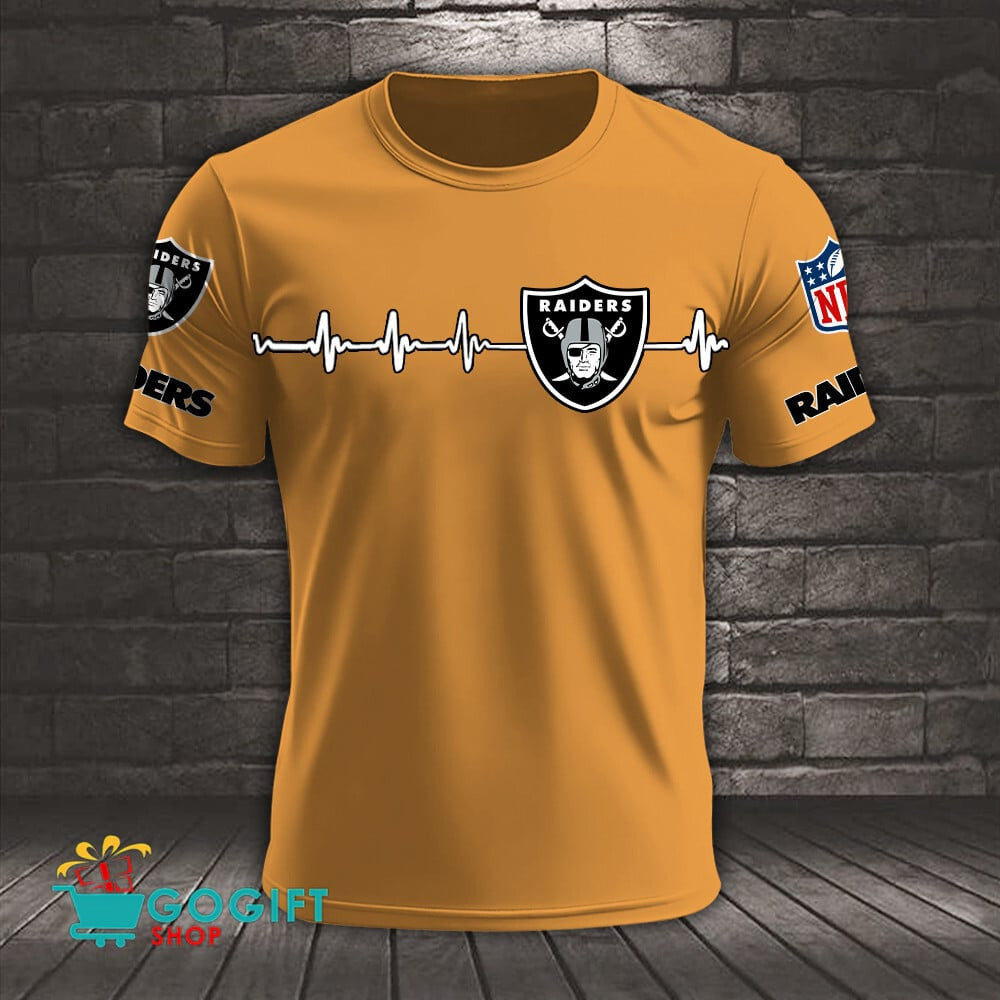 Las Vegas Raiders Heart Beat Simple Style All Over Printed T-shirt