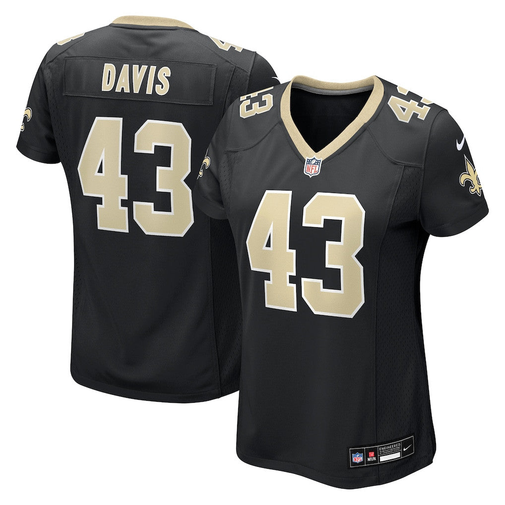 Michael Davis 43 New Orleans Saints Women's Team Game Jersey - Black