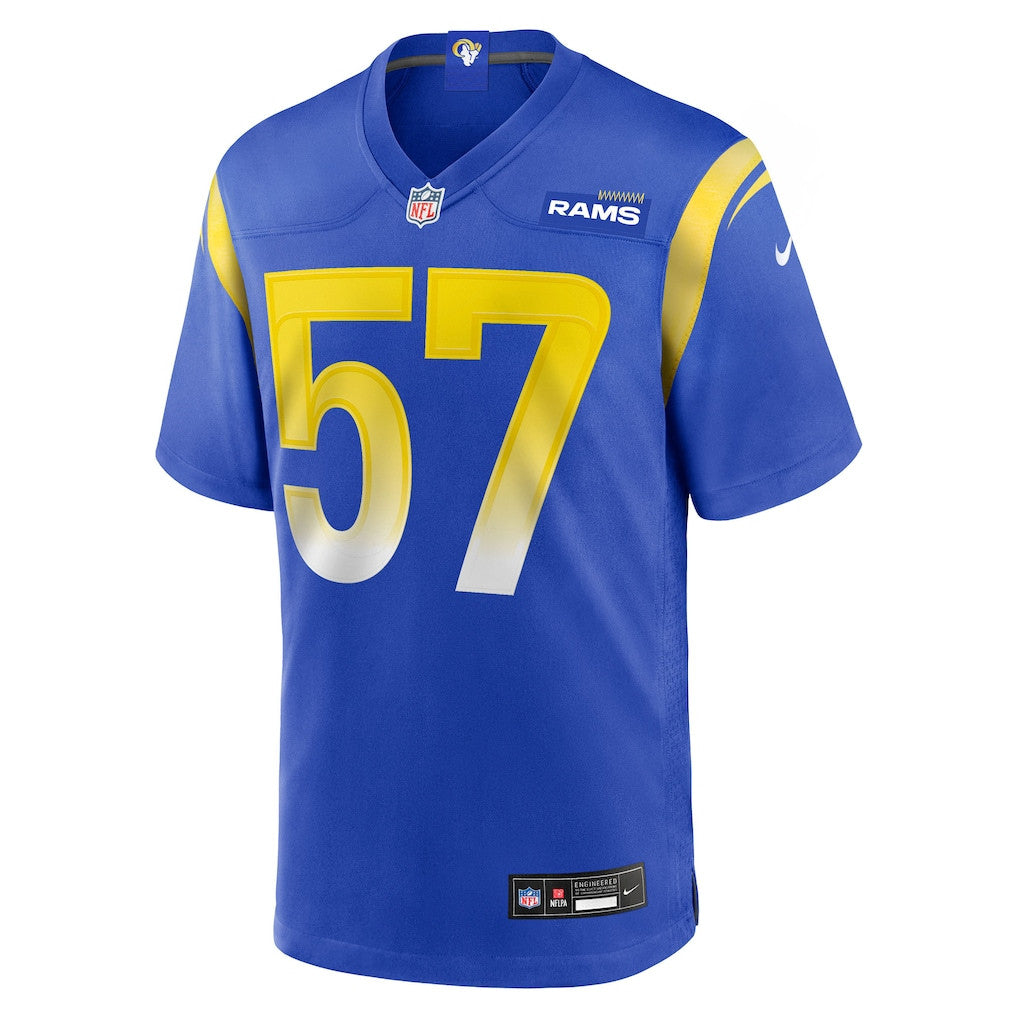 Ty Hamilton 57 Los Angeles Rams Team Game Men Jersey - Royal