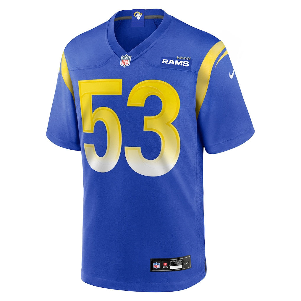 Nate Landman 53 Los Angeles Rams Team Game Men Jersey - Royal