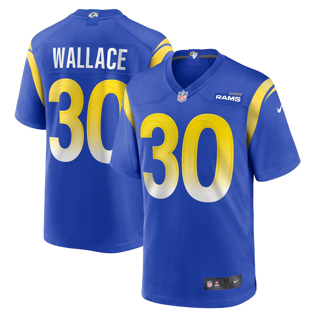 Josh Wallace 30 Los Angeles Rams Team Game Men Jersey - Royal