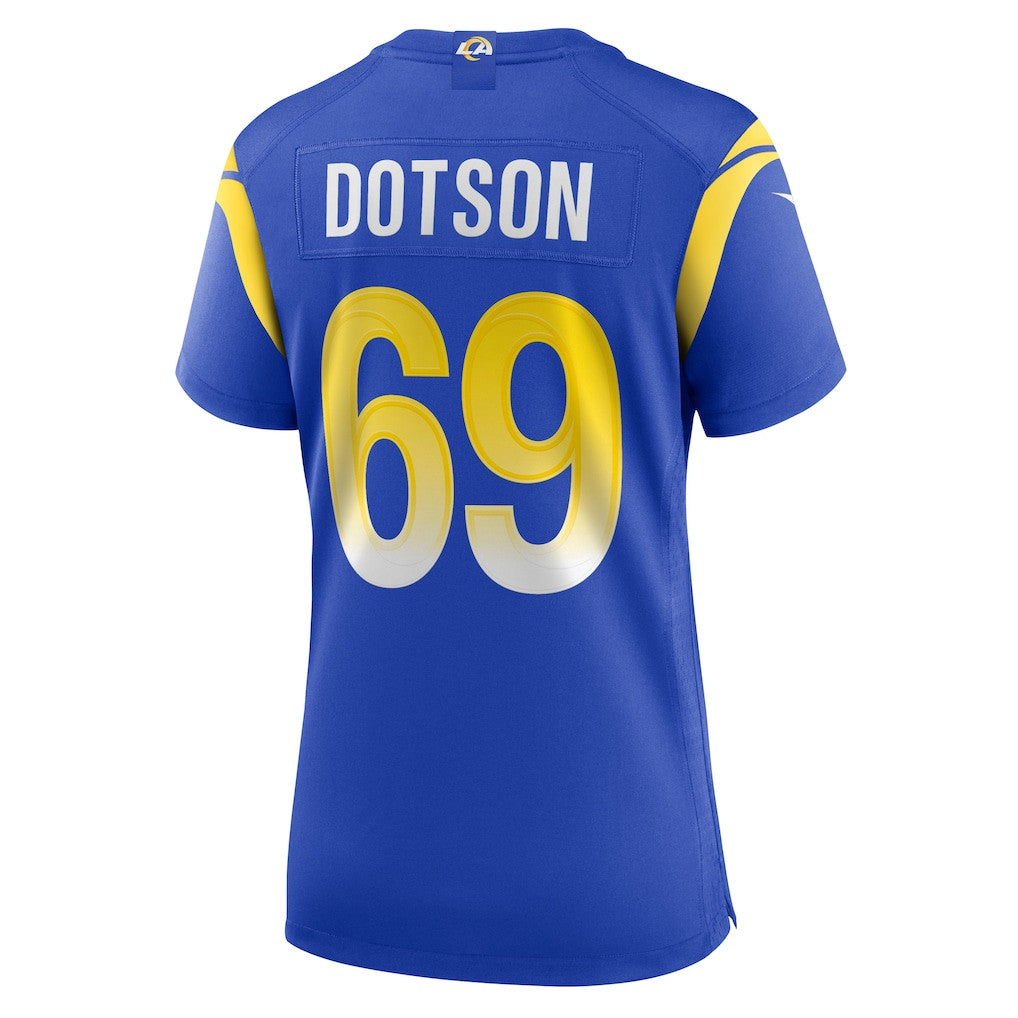 Kevin Dotson 69 Los Angeles Rams Women's Team Game Jersey - Royal