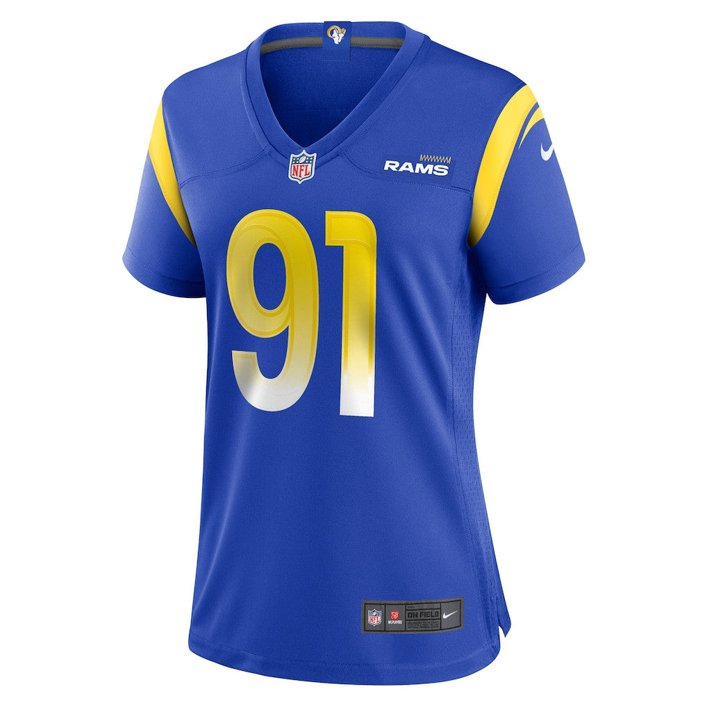 Kobie Turner 91 Los Angeles Rams Women's Team Game Jersey - Royal