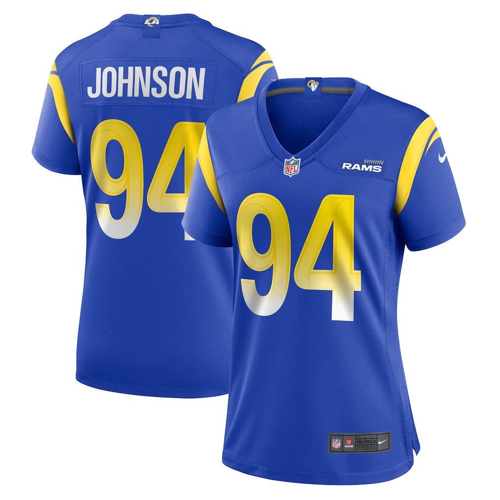 Desjuan Johnson 94 Los Angeles Rams Women's Team Game Jersey - Royal