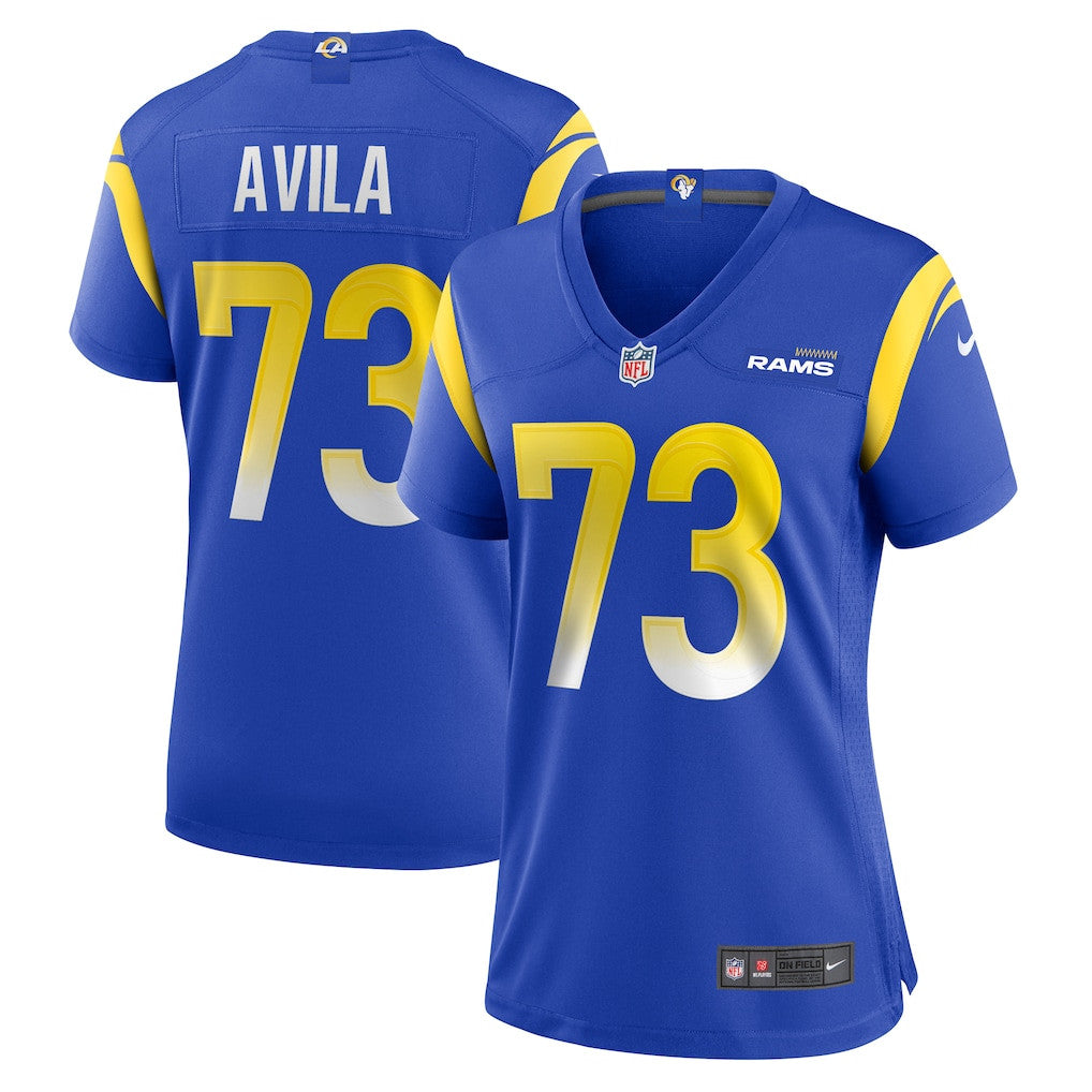 Steve Avila 73 Los Angeles Rams Women's Team Game Jersey - Royal