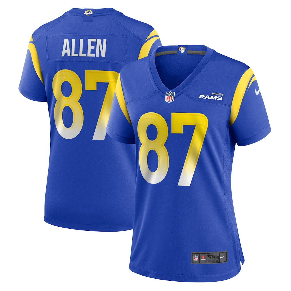 Davis Allen 87 Los Angeles Rams Women's Team Game Jersey - Royal