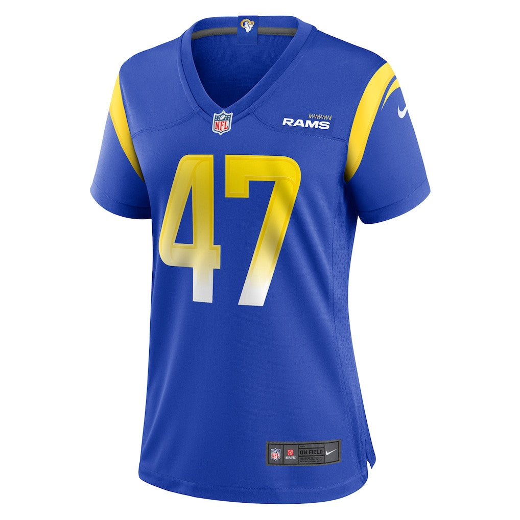 Alex Ward 47 Los Angeles Rams Women's Team Game Jersey - Royal