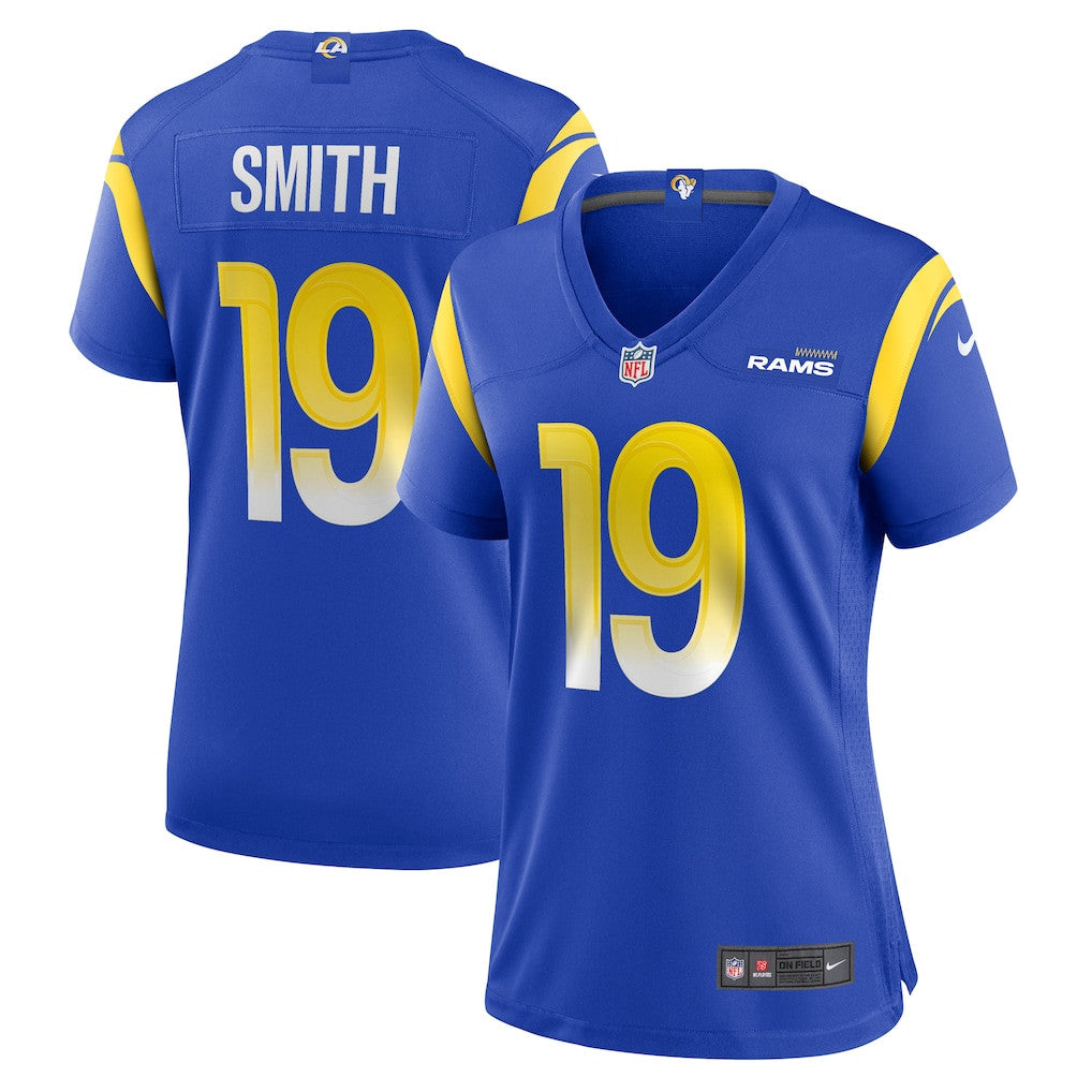Xavier Smith 19 Los Angeles Rams Women's Team Game Jersey - Royal