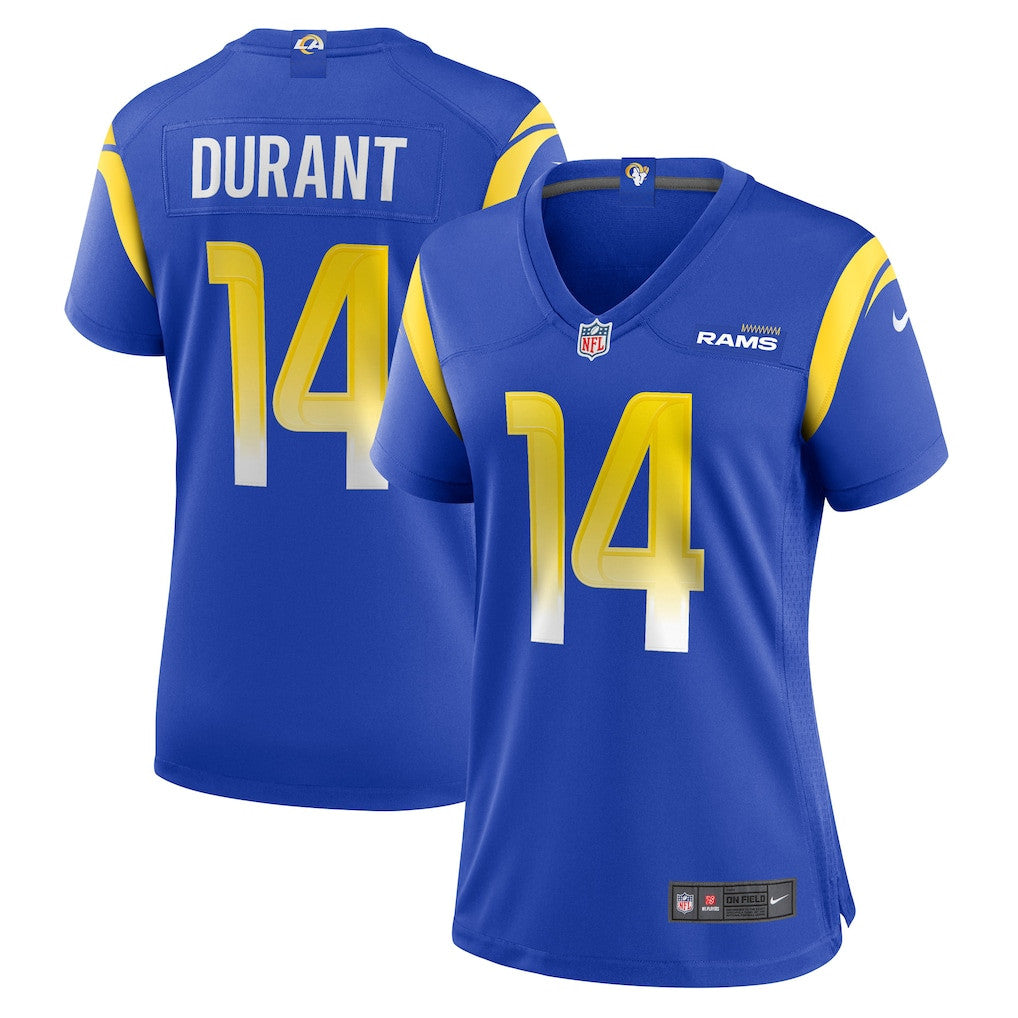 Cobie Durant 14 Los Angeles Rams Women's Team Game Jersey - Royal