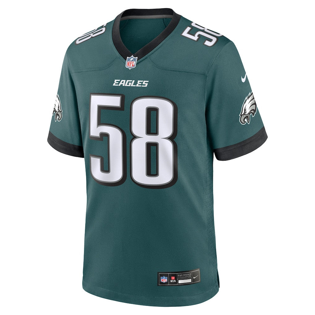 Jalyx Hunt 58 Philadelphia Eagles Team Game Men Jersey - Midnight Green