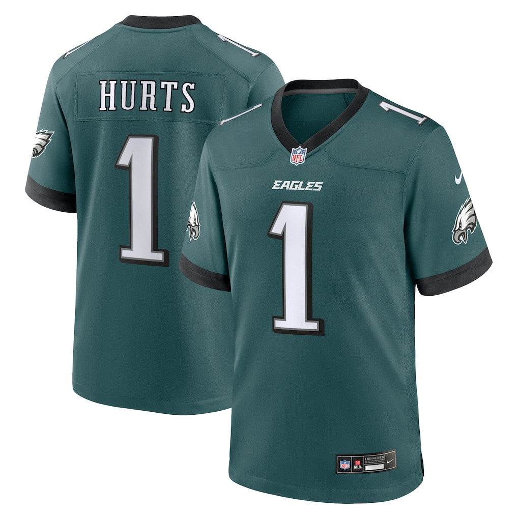 Jalen Hurts 1 Philadelphia Eagles Team Game Men Jersey - Midnight Green