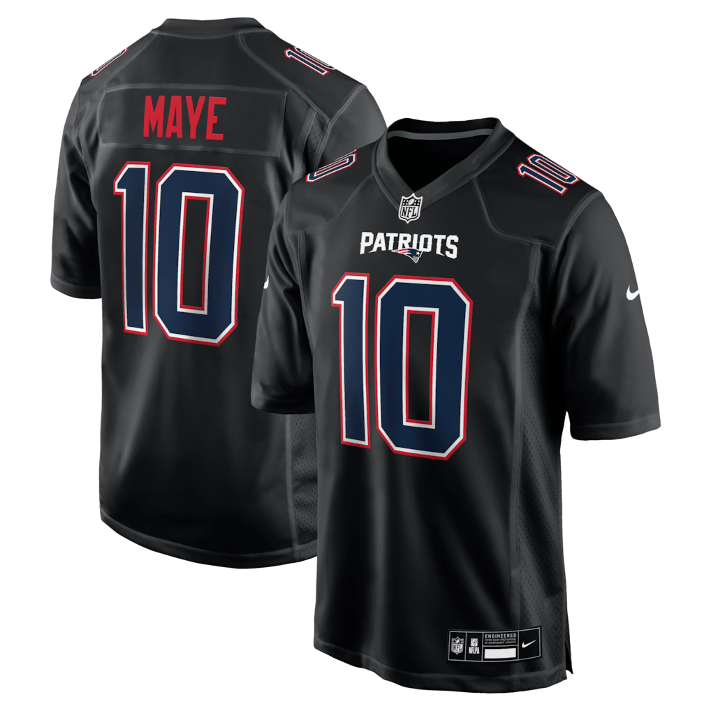 Drake Maye 10 New England Patriots Fashion Game Men Jersey - Carbon Black