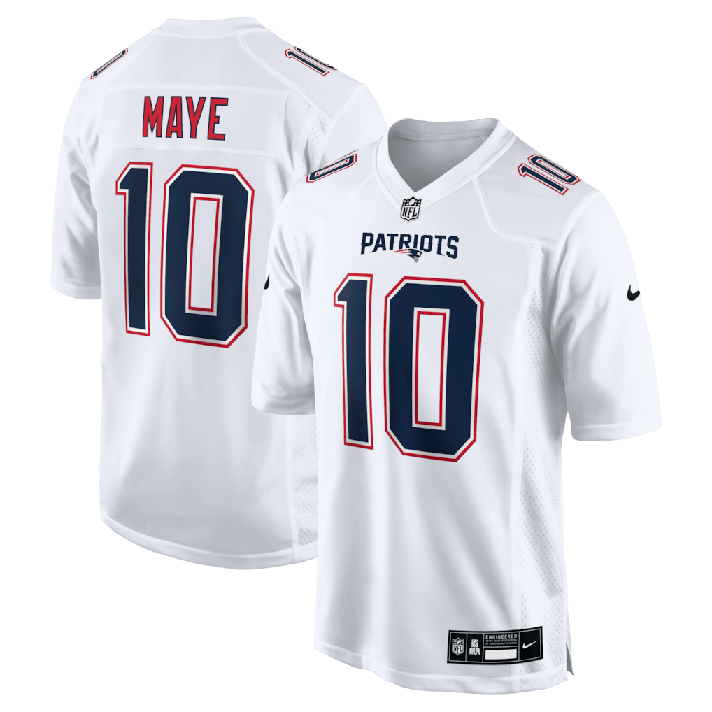 Drake Maye 10 New England Patriots Game Men Jersey - Tundra White