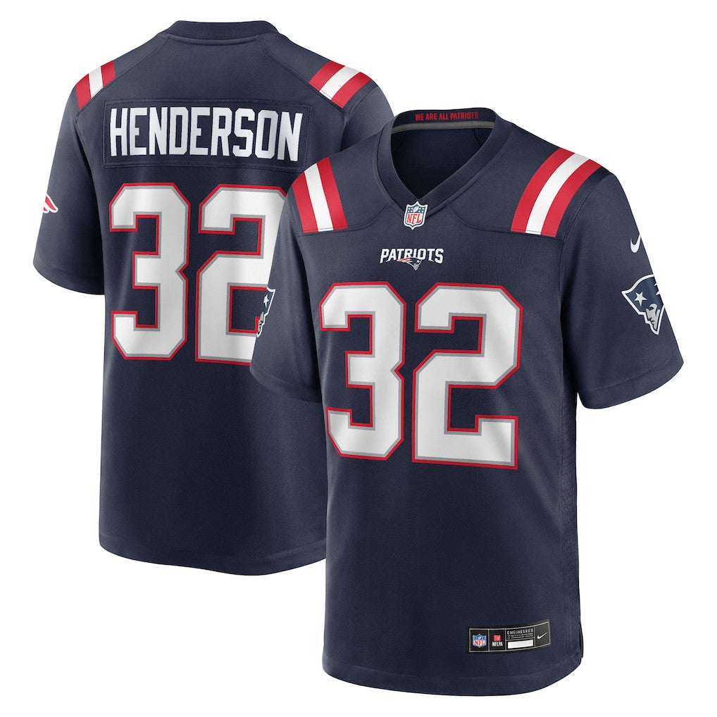 TreVeyon Henderson 32 New England Patriots Game Men Jersey - Navy