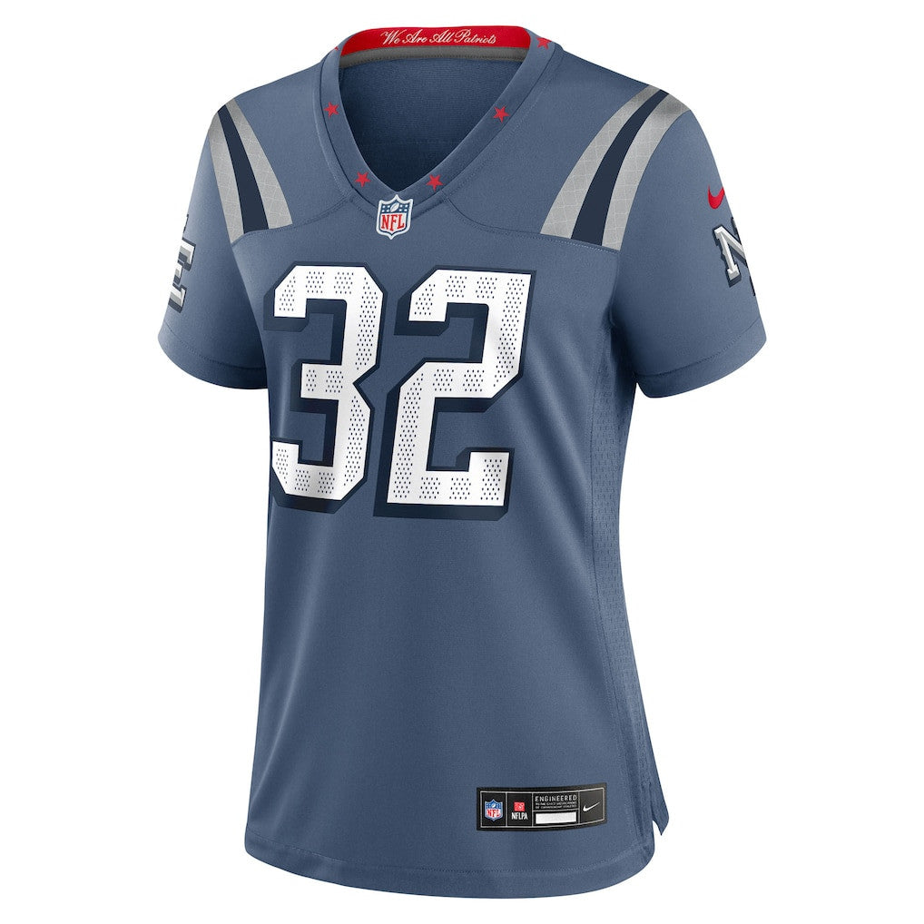 TreVeyon Henderson 32 New England Patriots Women's 2025 Rivalries Collection Game Jersey - Storm Blue