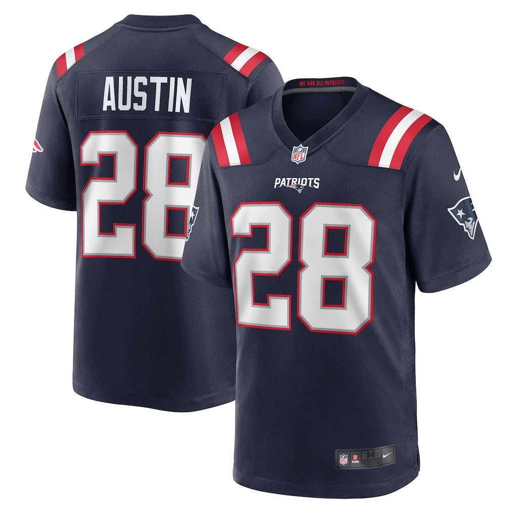 Alex Austin 28 New England Patriots Game Men Jersey - Navy