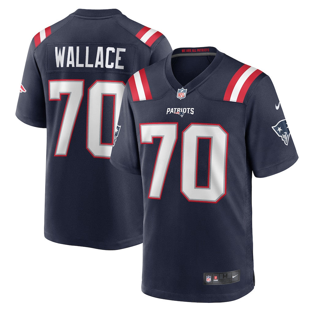 Caedan Wallace 70 New England Patriots Game Men Jersey - Navy