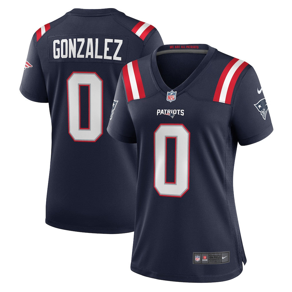 Christian Gonzalez 0 New England Patriots Women's Team Game Jersey - Navy