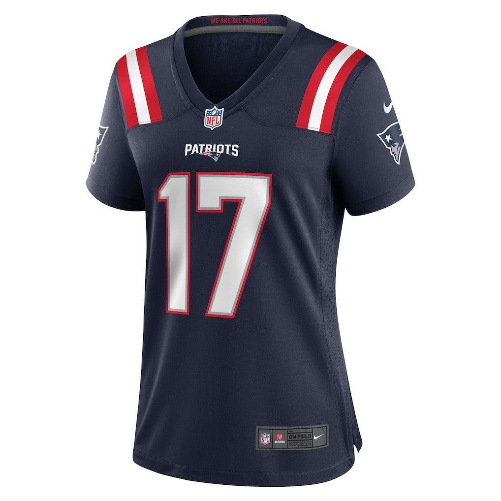 Bryce Baringer 17 New England Patriots Women's Team Game Jersey - Navy