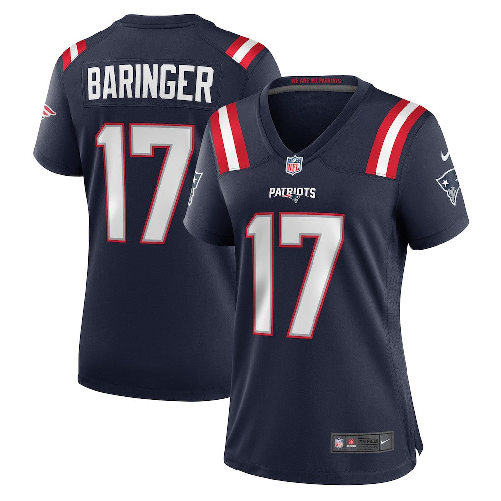 Bryce Baringer 17 New England Patriots Women's Team Game Jersey - Navy