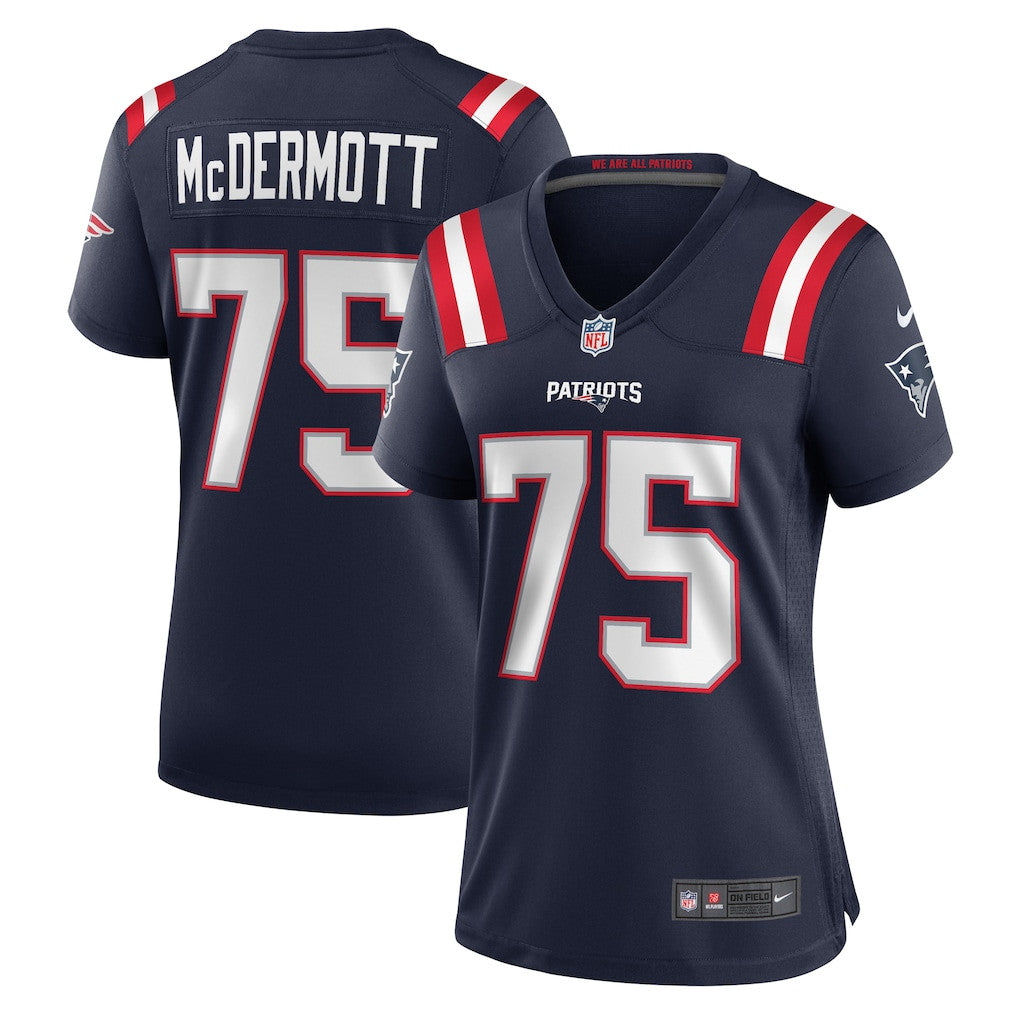 Conor McDermott 75 New England Patriots Women's Team Game Jersey - Navy