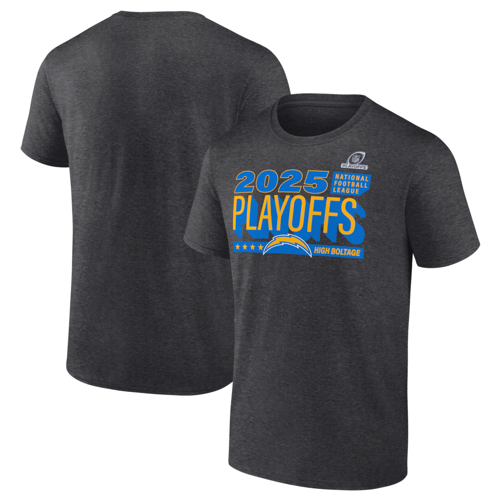 Los Angeles Chargers 2025 Playoffs Ready T-Shirt - Heather Charcoal
