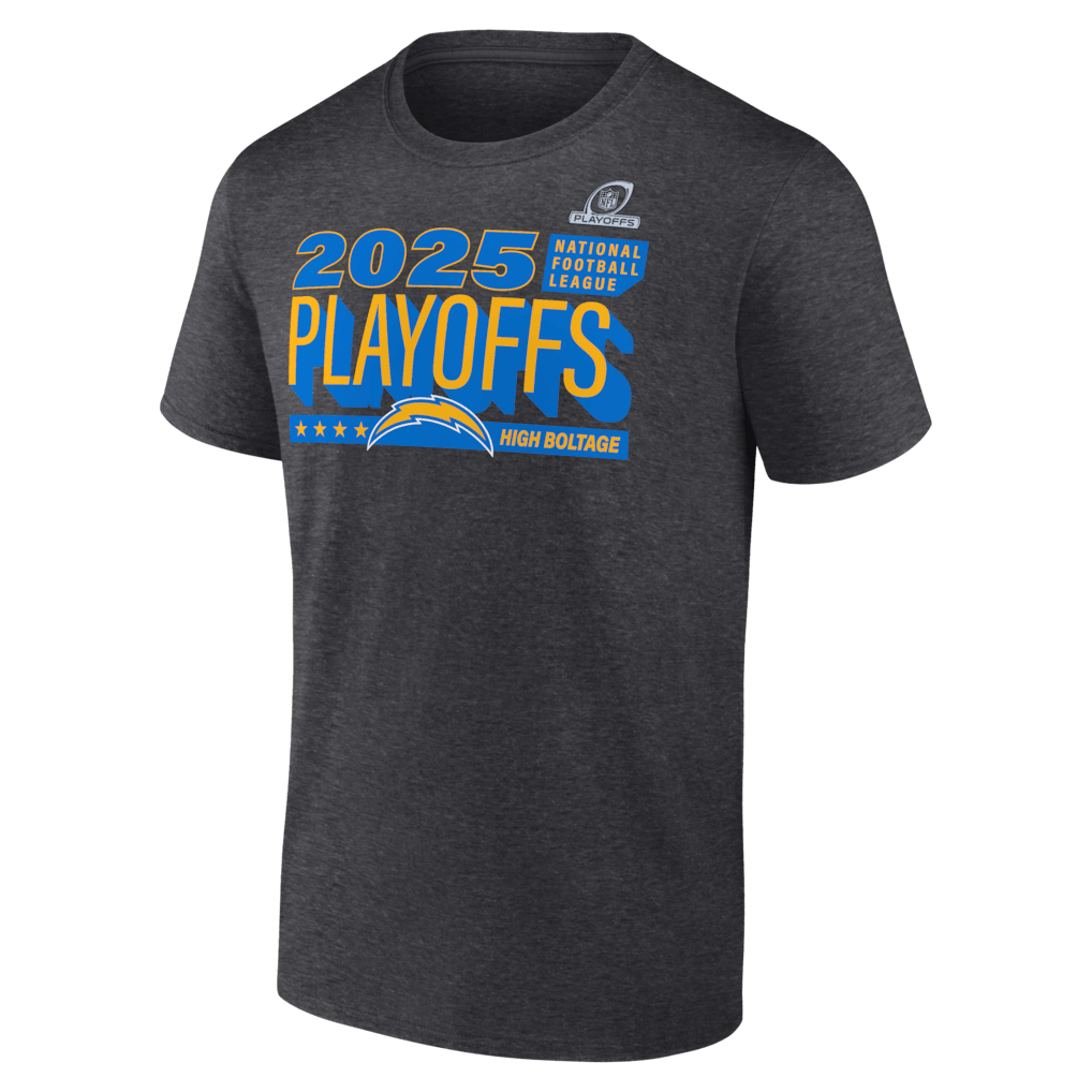 Los Angeles Chargers 2025 Playoffs Ready T-Shirt - Heather Charcoal