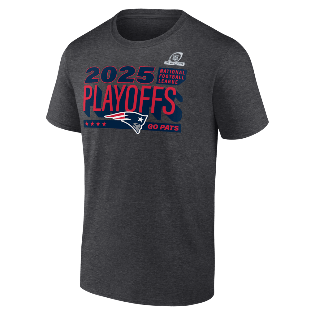 New England Patriots 2025 Playoffs Ready T-Shirt - Heather Charcoal