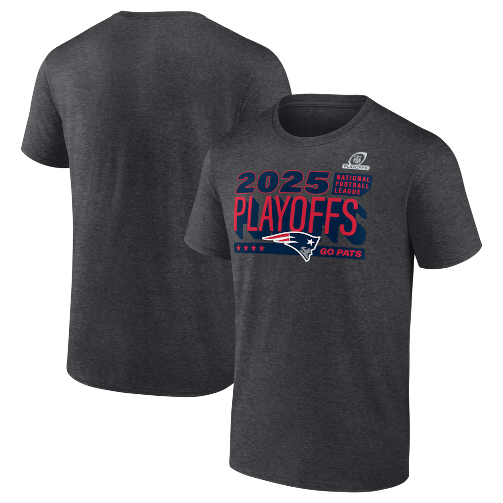 New England Patriots 2025 Playoffs Ready T-Shirt - Heather Charcoal