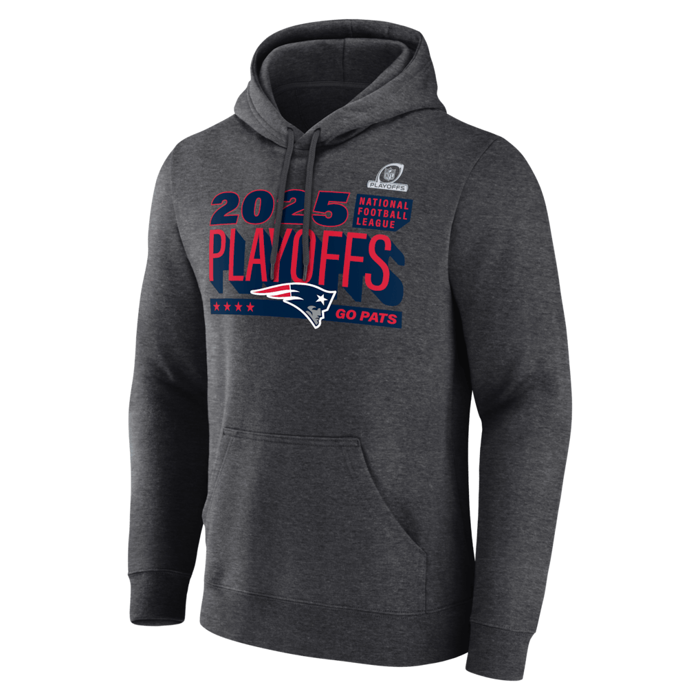 New England Patriots 2025 Playoffs Ready Hoodie - Heather Charcoal