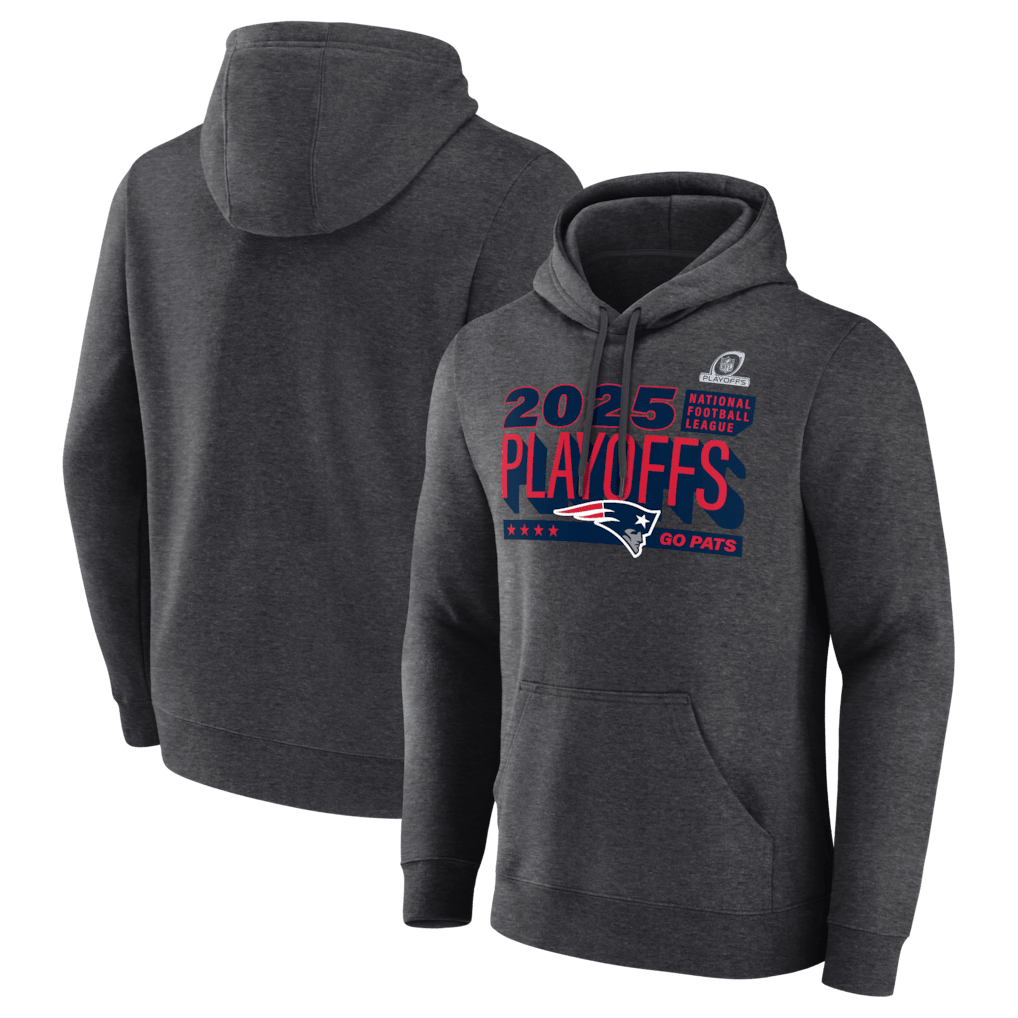 New England Patriots 2025 Playoffs Ready Hoodie - Heather Charcoal