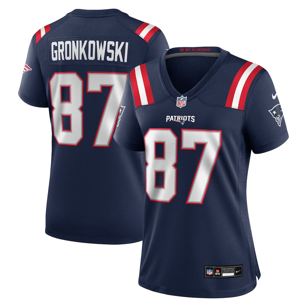 Rob Gronkowski 87 New England Patriots Women's Retired Team Game Jersey - Navy